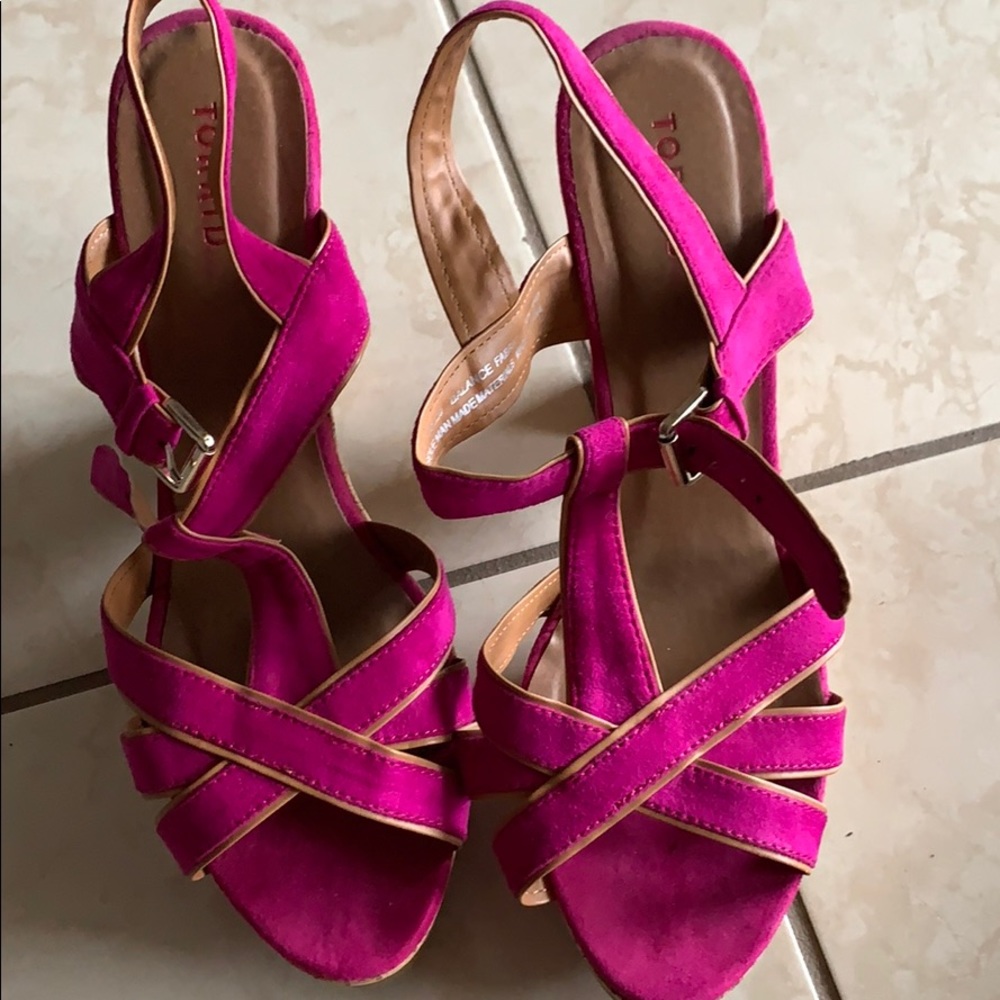Wedge heels pink & brown